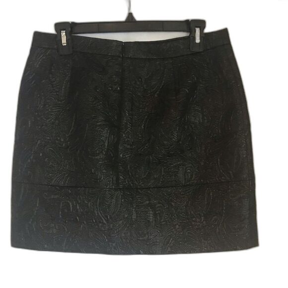J. Crew Black Metallic Textured Faux Wrap Mini Skirt Women's Size 4 - Picture 7 of 7